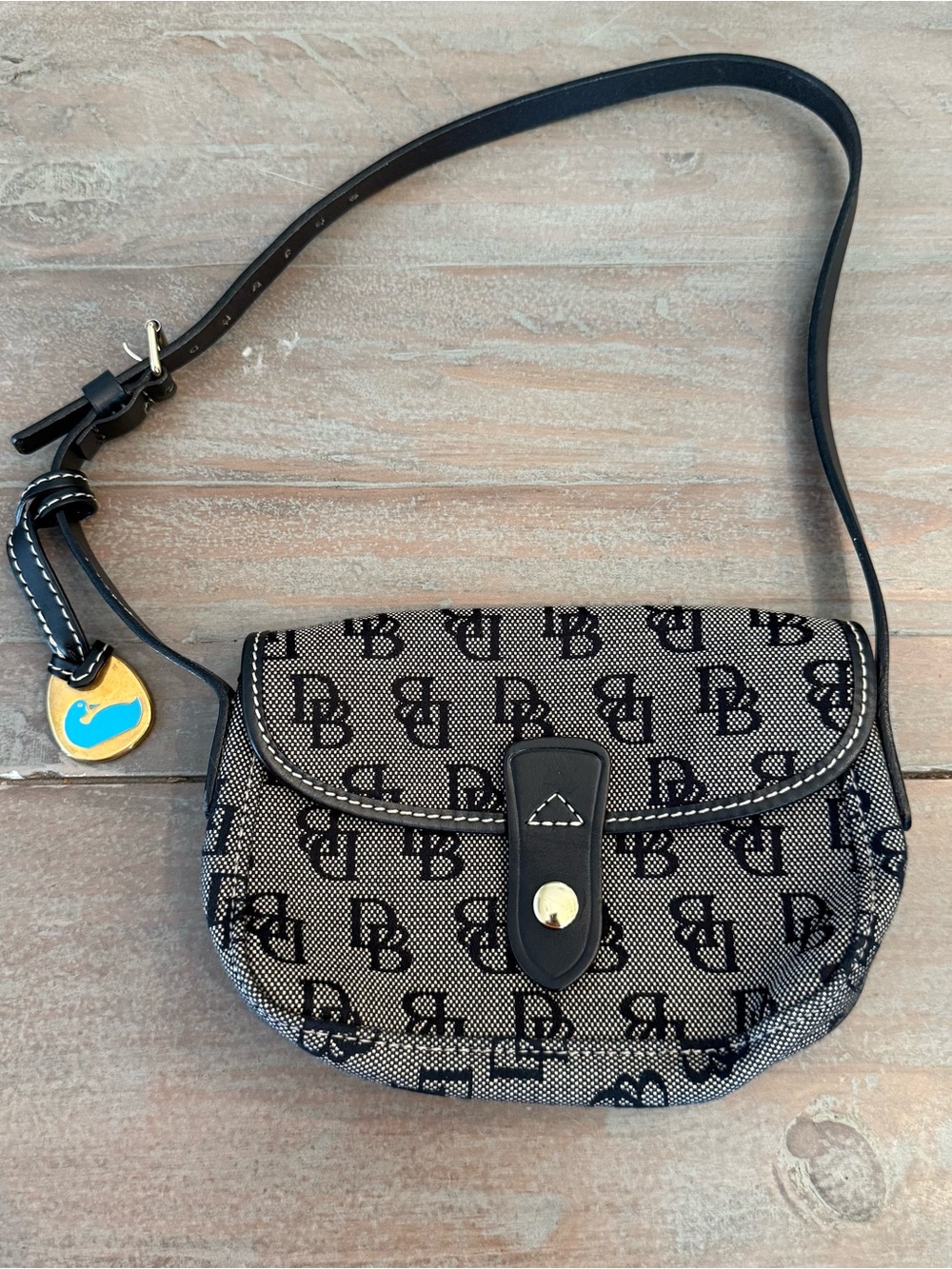 Dooney & Bourke Vintage 90’s Crossbody Bag Small Black Signature Canvas